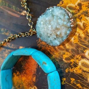 quartz geode necklace AND bracelet